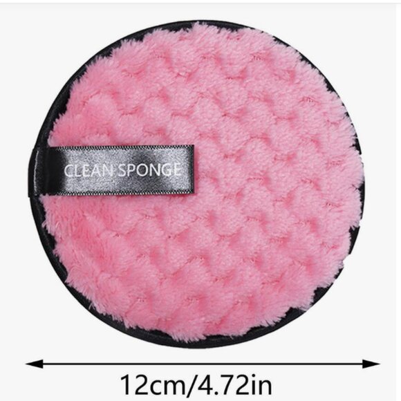 New! Large Round Sponge Facial Cleansing Pad & Makeup Remover Washable - Pink - Picture 1 of 2